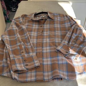Madewell Brown and Blue Plaid Button-Down Women's Shirt